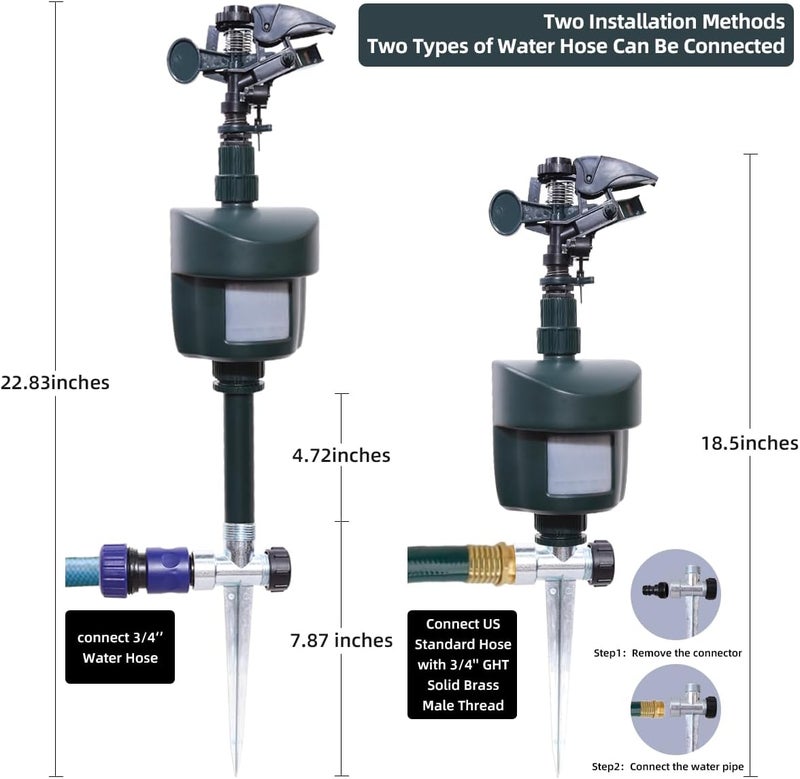 Yardeen [2025 Upgraded] Motion Sensor Sprinkler with Adjustable Head, Water Spray for Lawn and Garden. Day and Night Mode can be Selected - Image 5